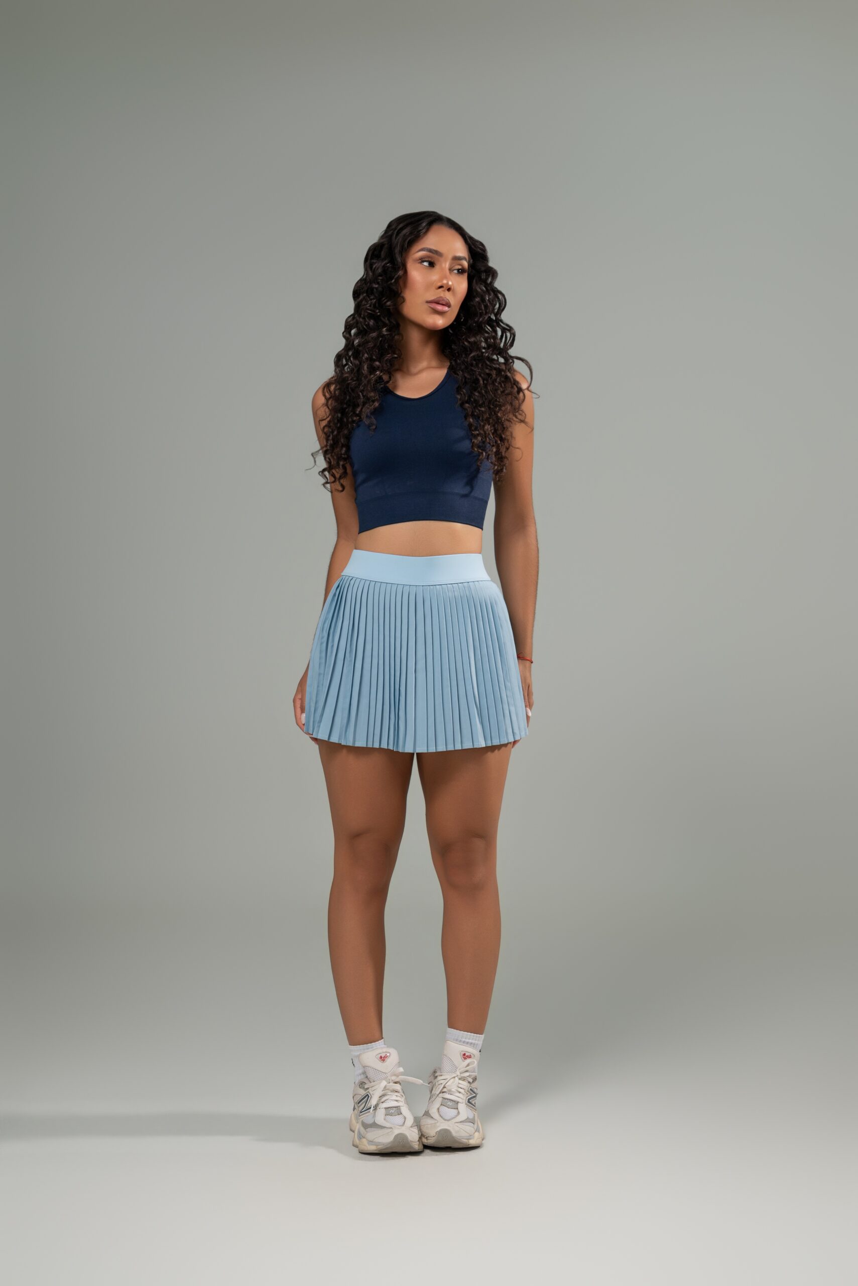 Short Saia Plinçado em Polioamida Premium,