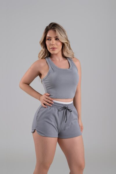 CONJUNTO SHORT E TOP; MOLETOM C/ BOLSO LADOS/2574